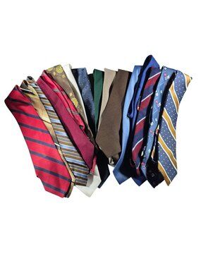 Lot Of 17 Mens Assorted Neck Ties Various Patterns Colors Brands